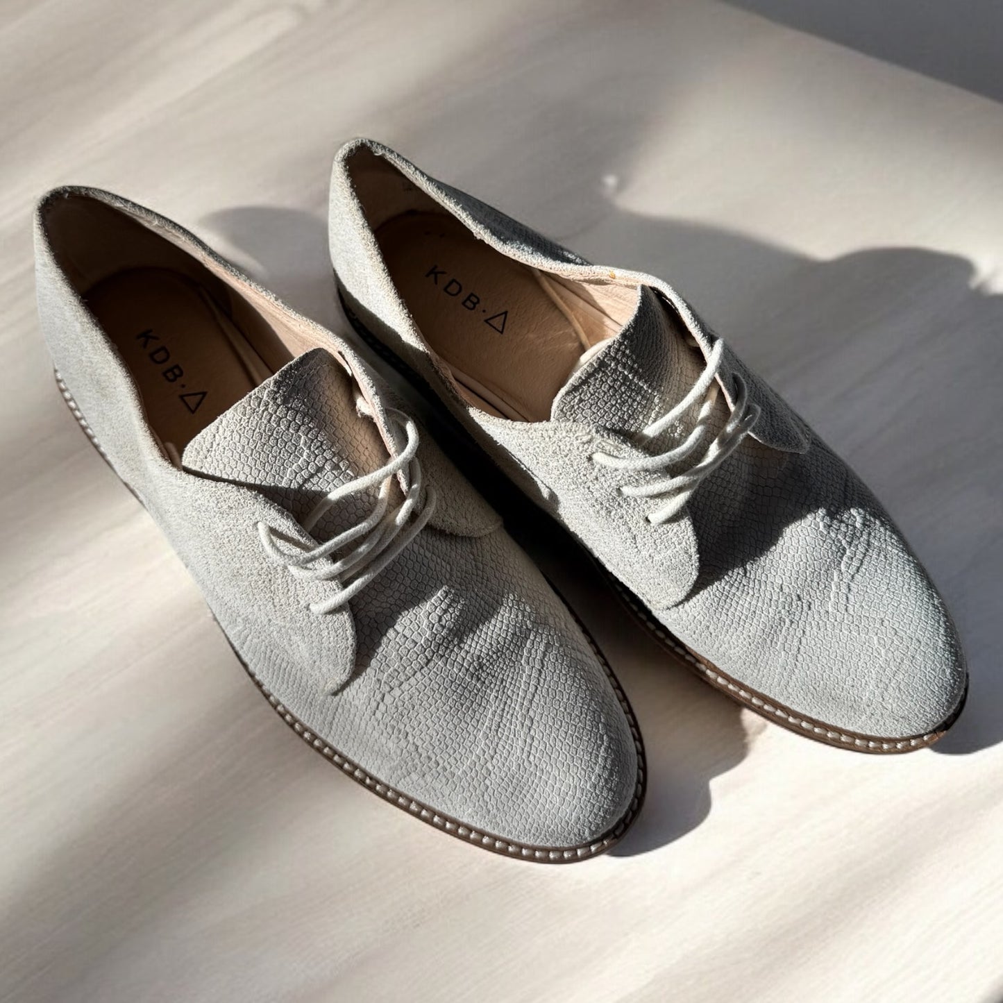 Kelsi Dagger Brooklyn Textured Cream Derby Shoes