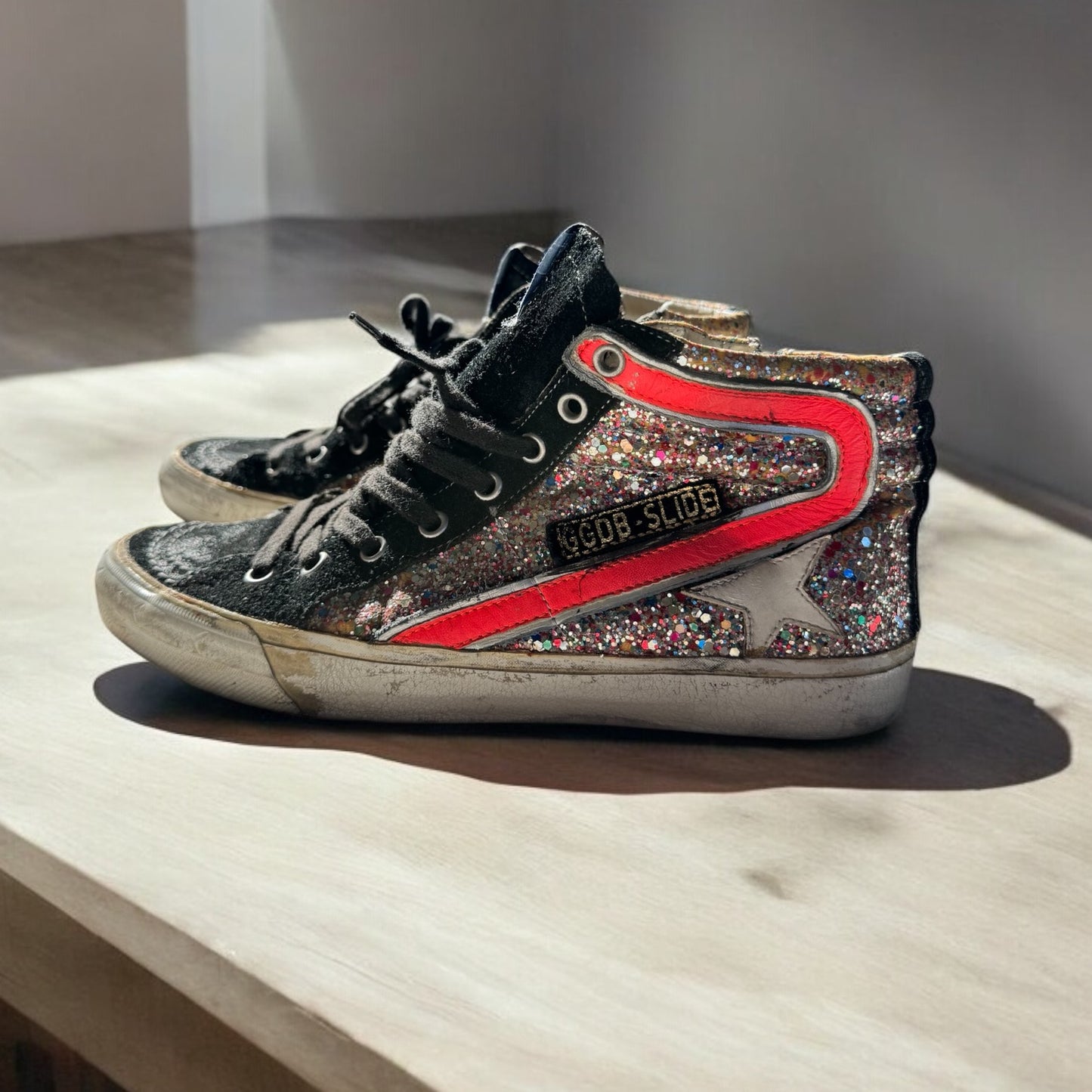 Golden Goose Slide Glitter High-Top Sneakers