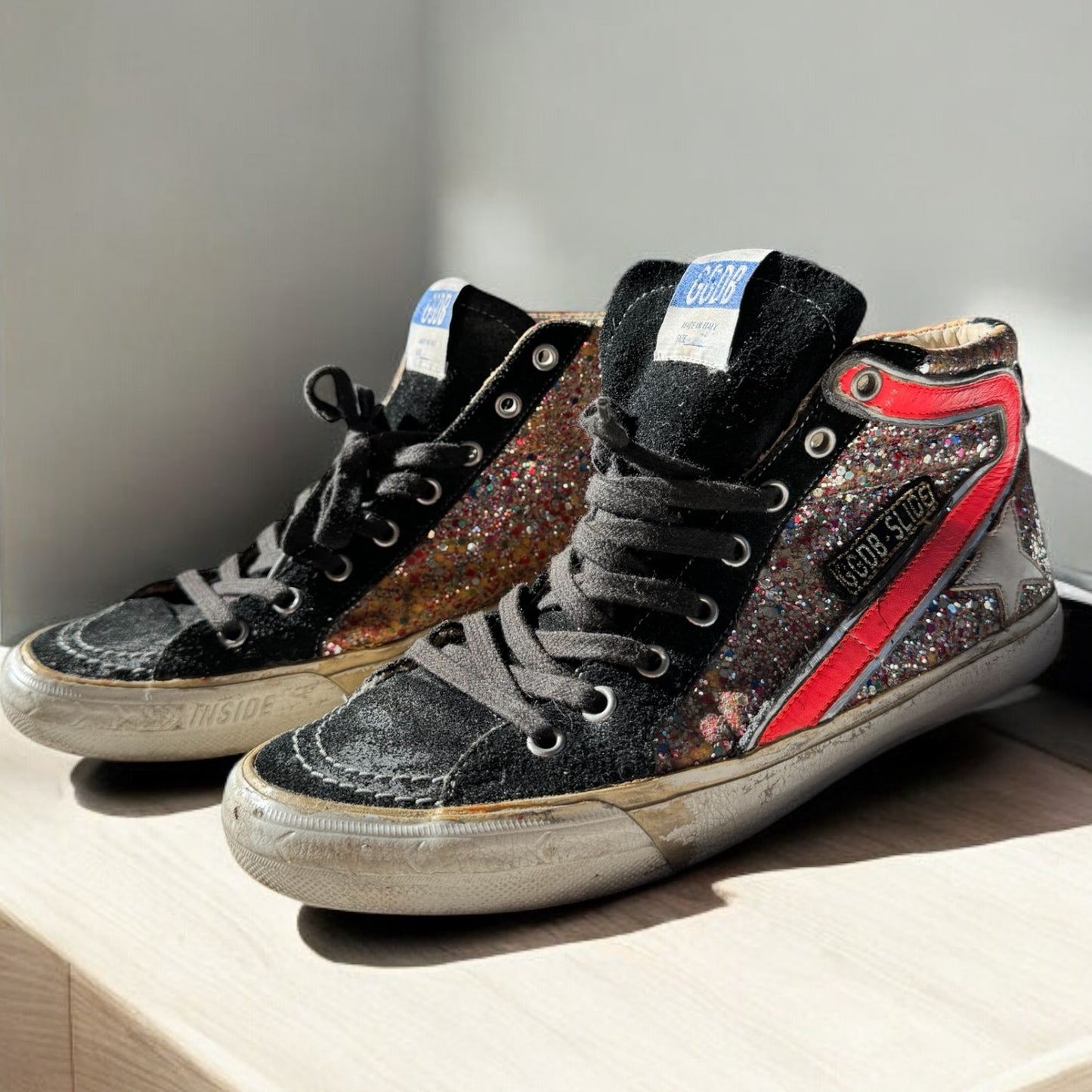Golden Goose Slide Glitter High-Top Sneakers