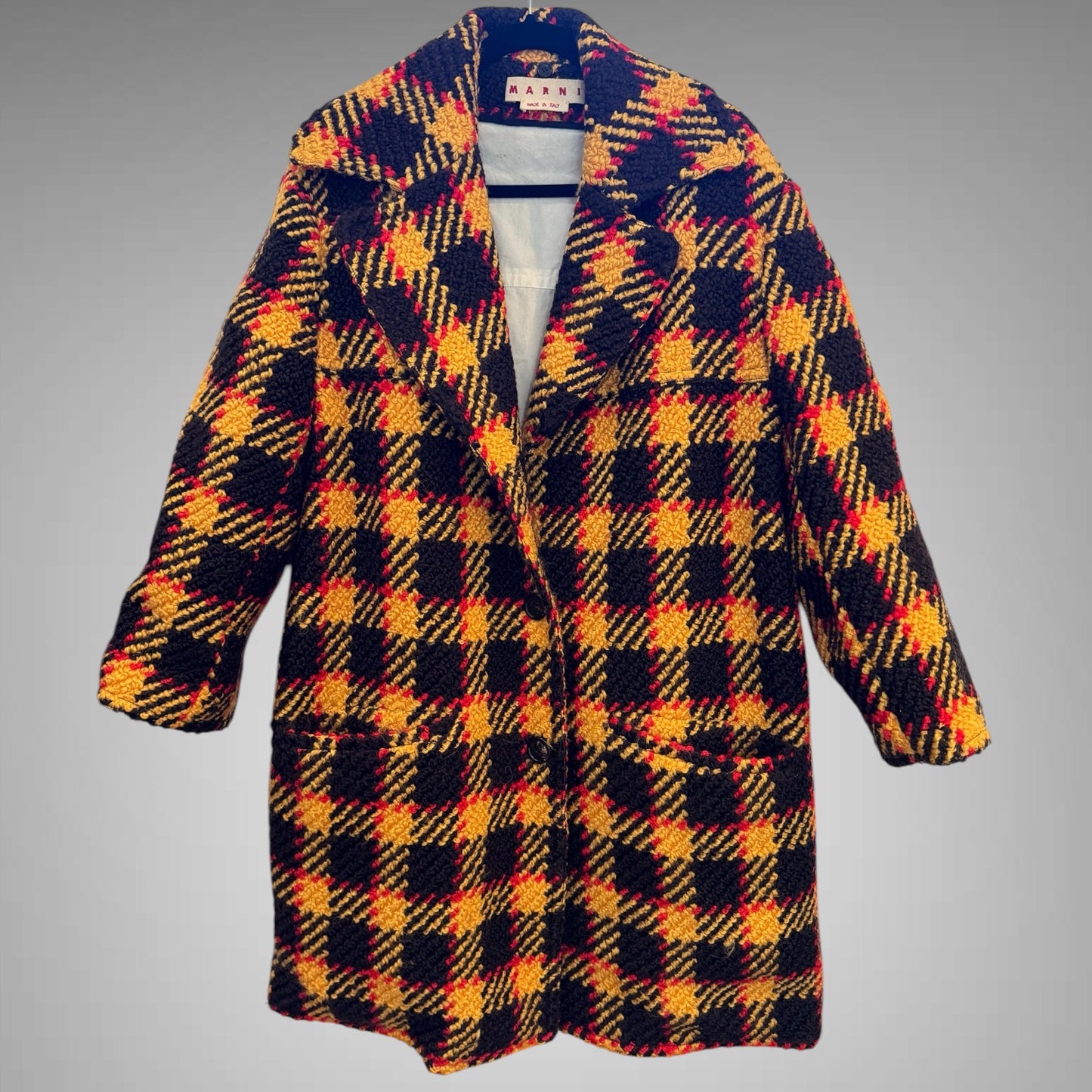 Marni Size 42 Insanely Cool Timeless Plaid Jacket with Detachable Fur Collar
