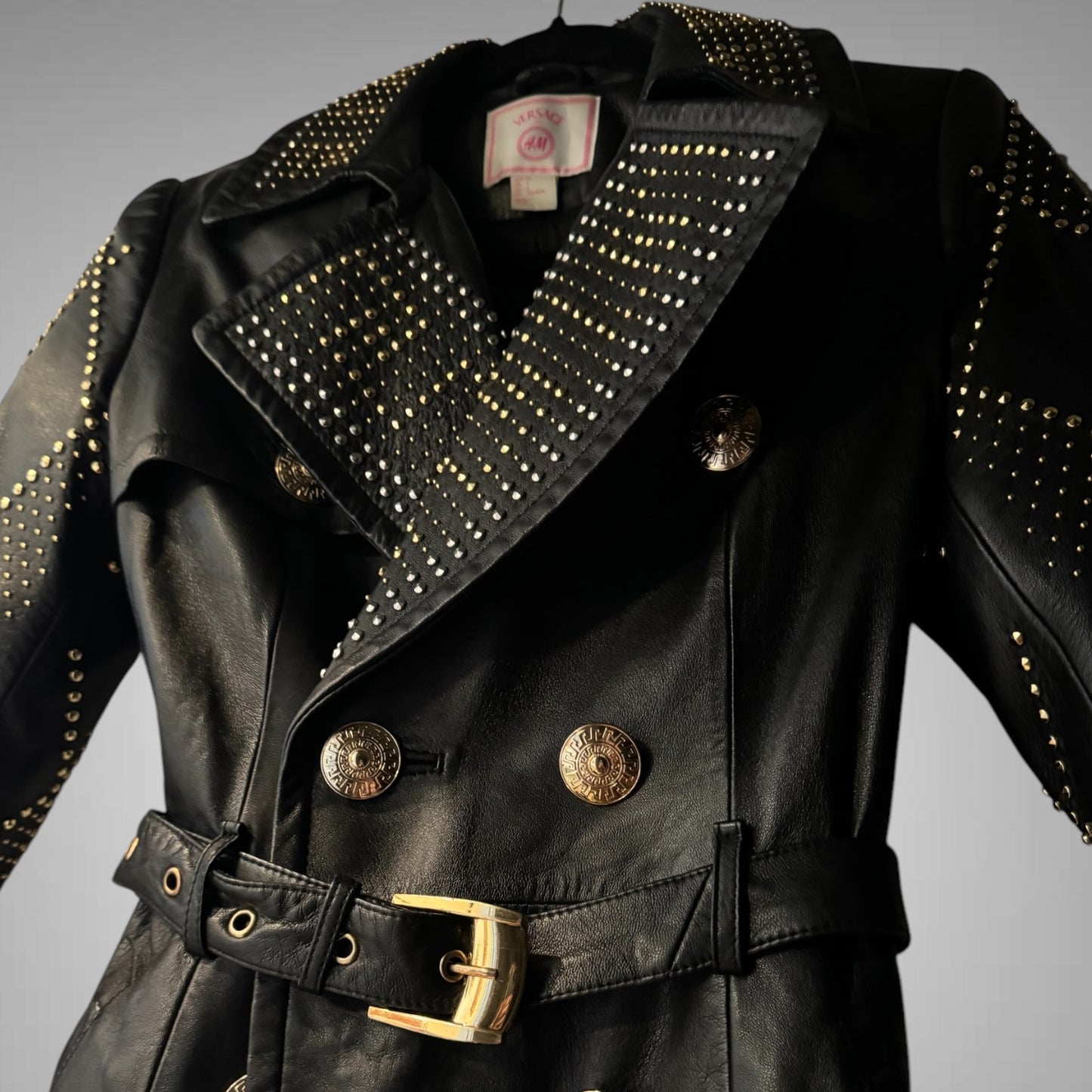 Versace for H&M Studded Leather Trench Coat – Size 34