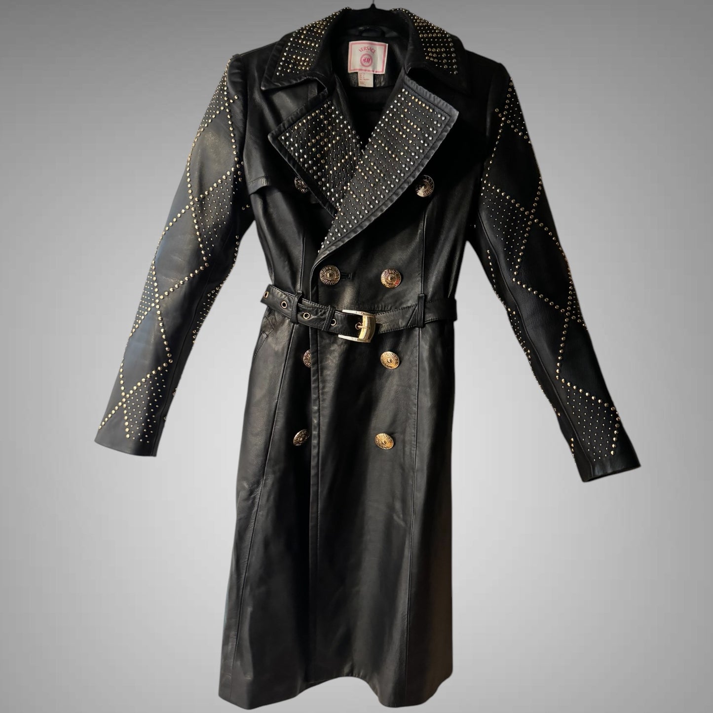 Versace for H&M Studded Leather Trench Coat – Size 34