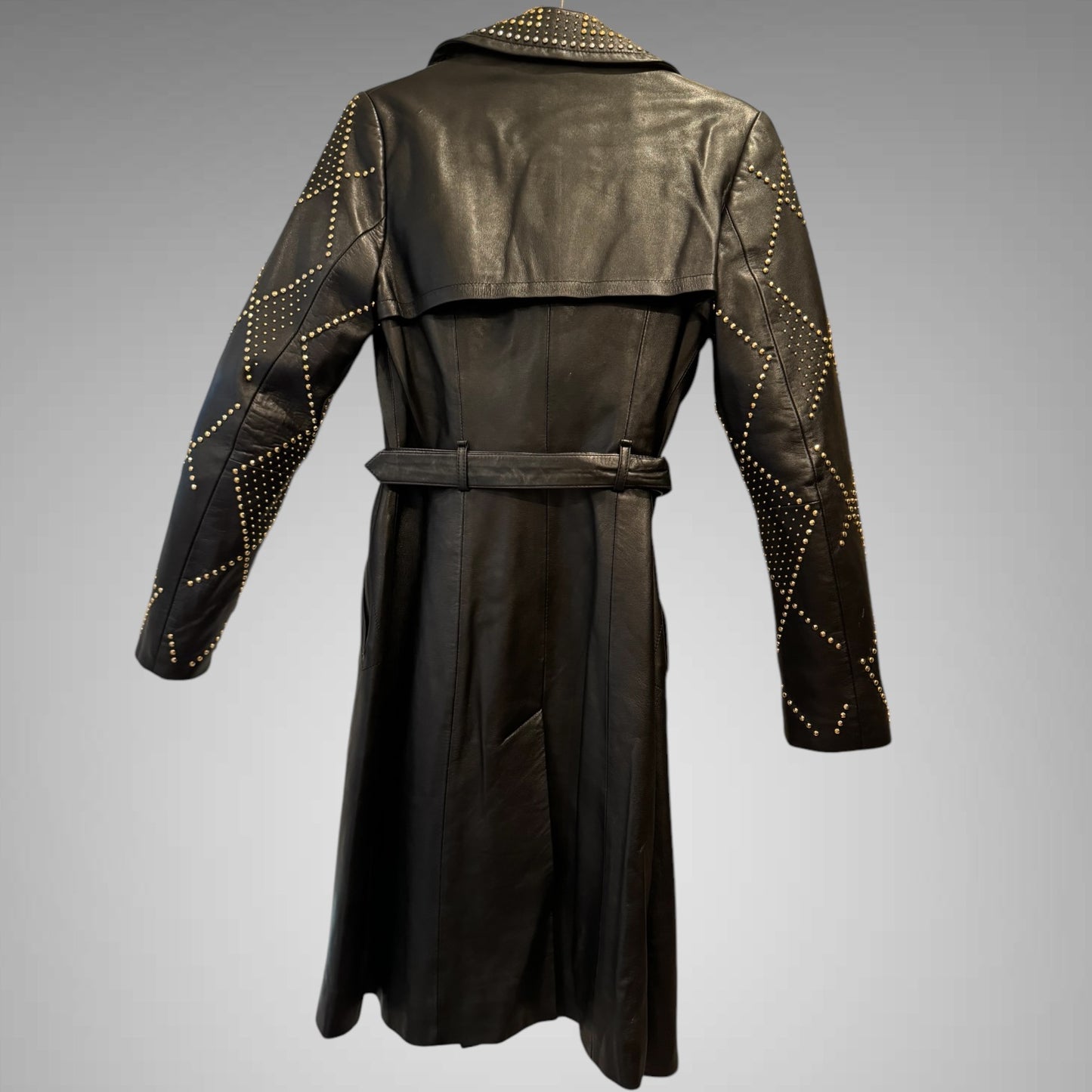 Versace for H&M Studded Leather Trench Coat – Size 34