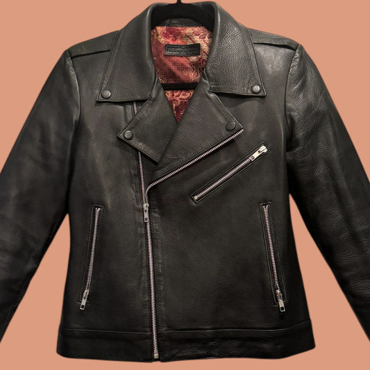 August the Fourth Black Leather Biker Jacket – Size 8, Hardly Worn