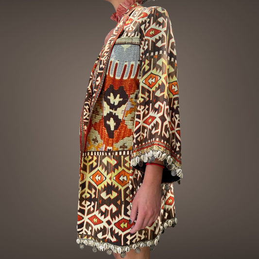 Camilla Tribal Print Embellished Kimono Jacket – One Size
