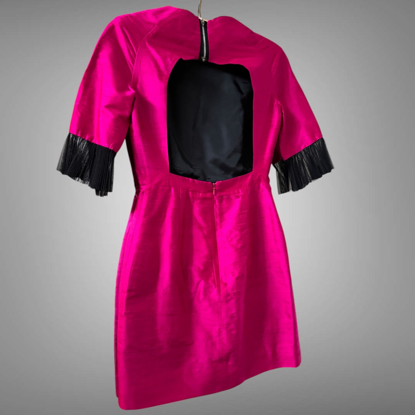 House of Holland Hot Pink Open-Back Fringe Sleeve Dress – Size US 2