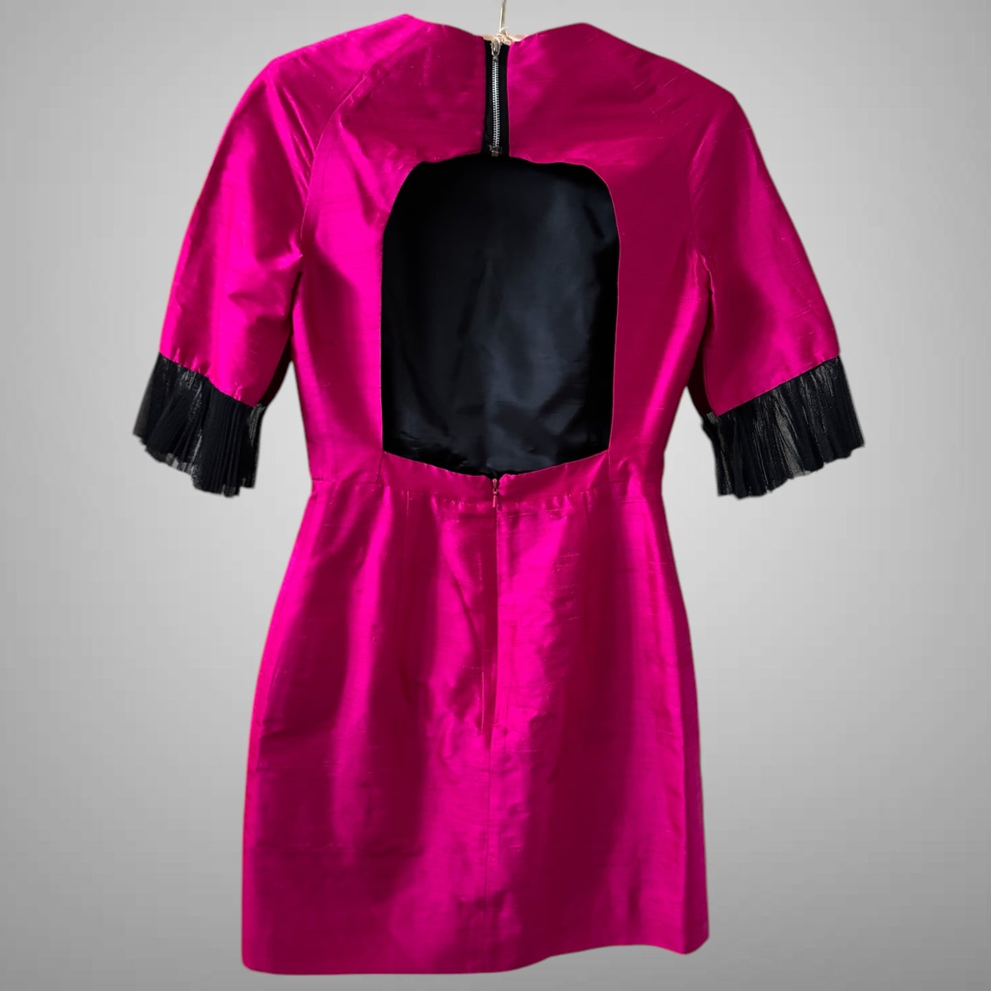 House of Holland Hot Pink Open-Back Fringe Sleeve Dress – Size US 2
