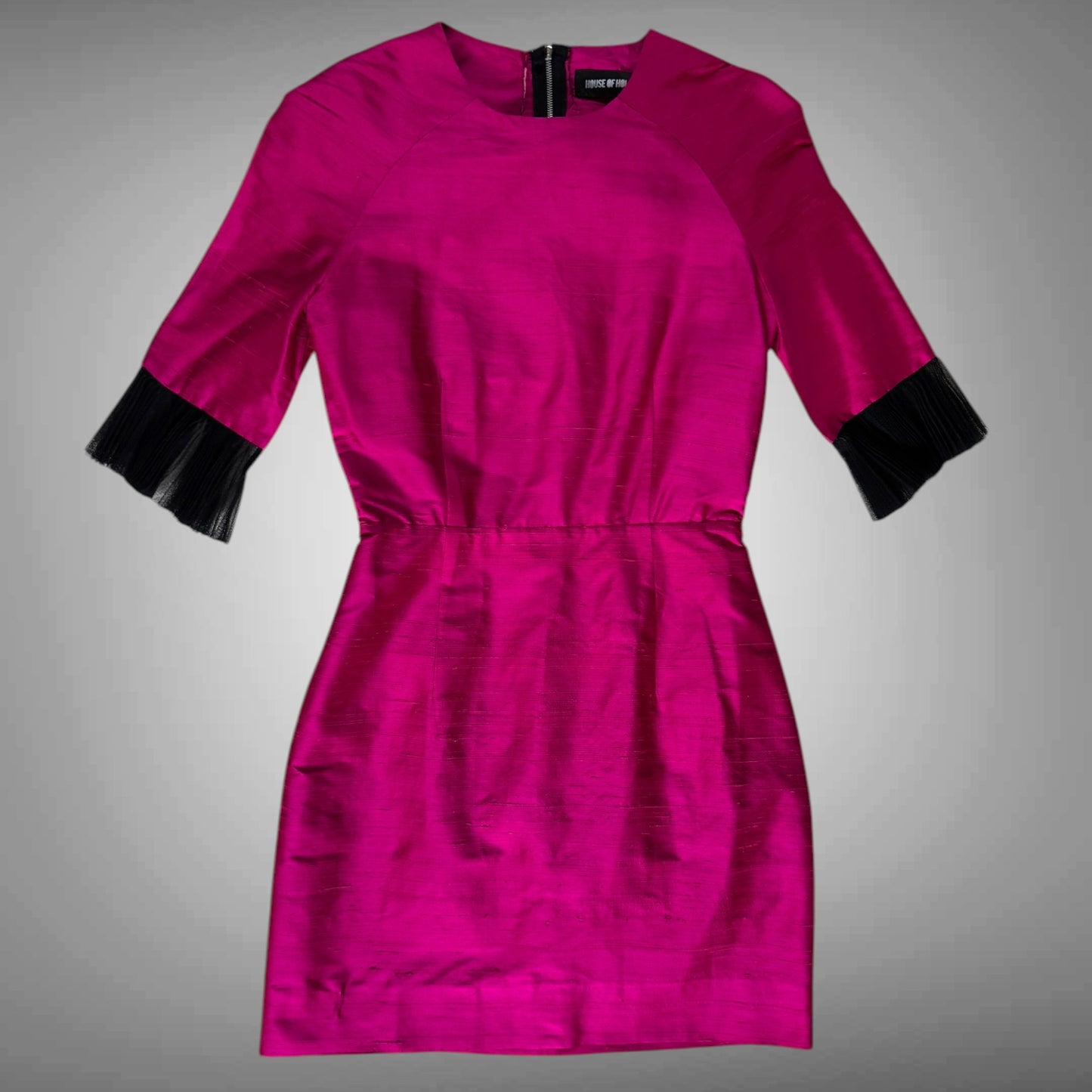 House of Holland Hot Pink Open-Back Fringe Sleeve Dress – Size US 2