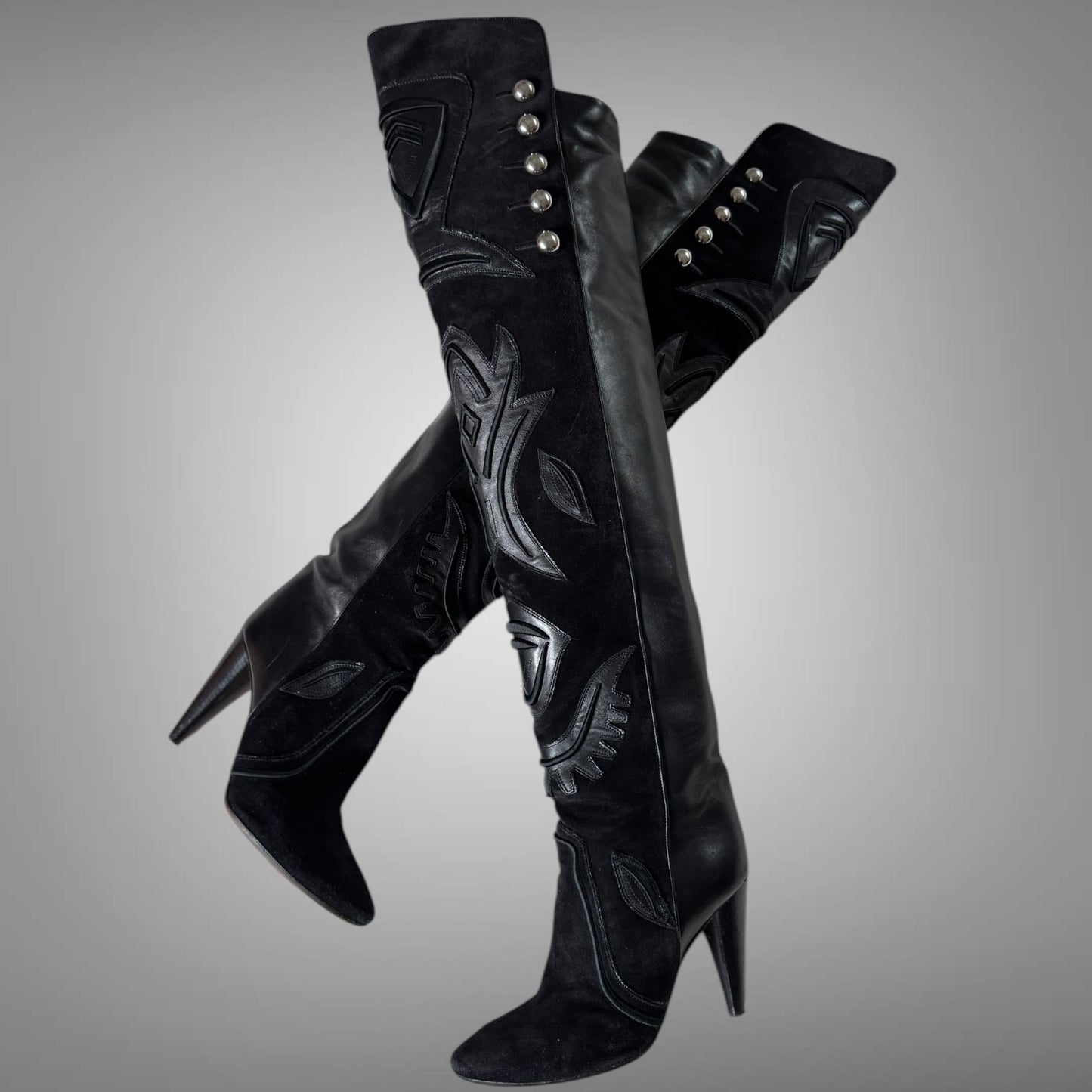 Isabel Marant Sexy Over-The-Knee Embroidered Boots – Size 39
