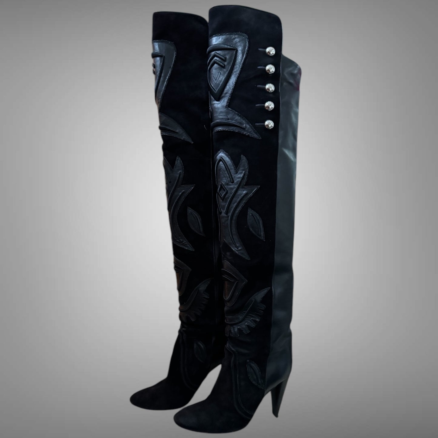 Isabel Marant Sexy Over-The-Knee Embroidered Boots – Size 39
